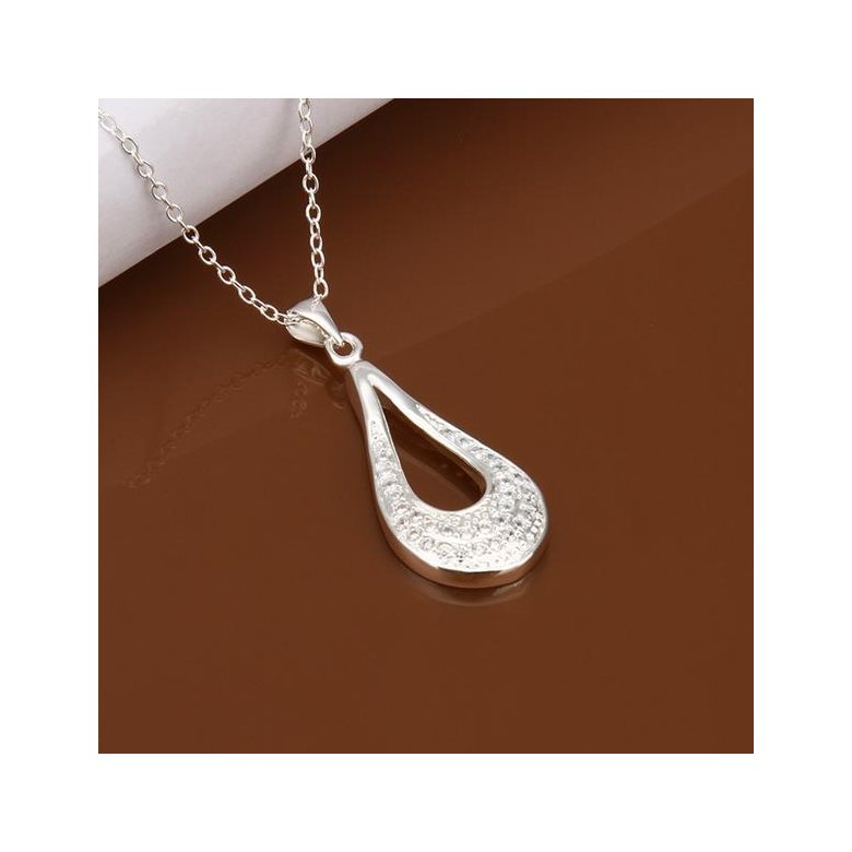 Wholesale Trendy Silver Water Drop CZ Necklace TGSPN348 3