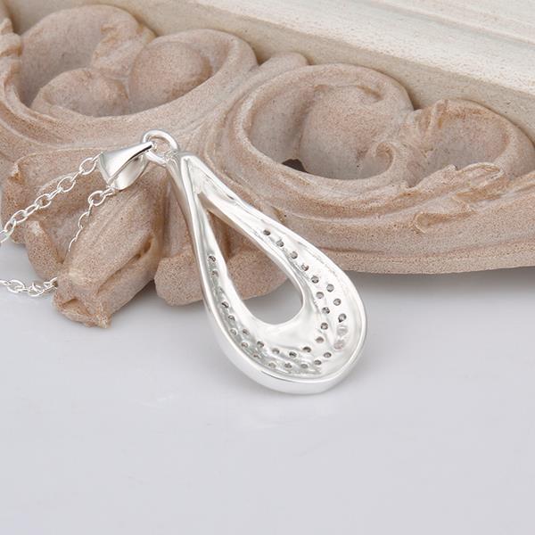 Wholesale Trendy Silver Water Drop CZ Necklace TGSPN348 4