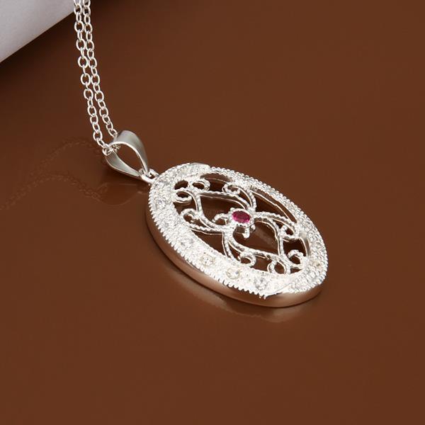 Wholesale Classic Silver Round CZ Necklace TGSPN359 0