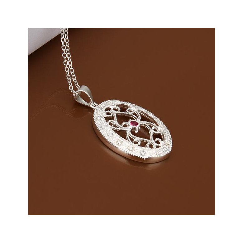 Wholesale Classic Silver Round CZ Necklace TGSPN359 0