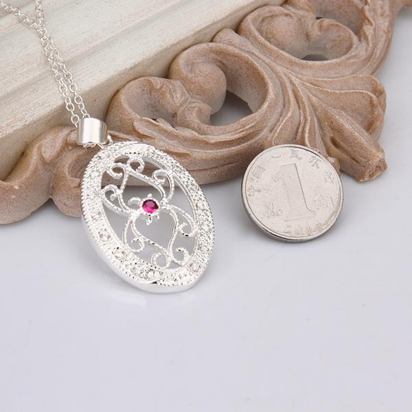 Wholesale Classic Silver Round CZ Necklace TGSPN359 3