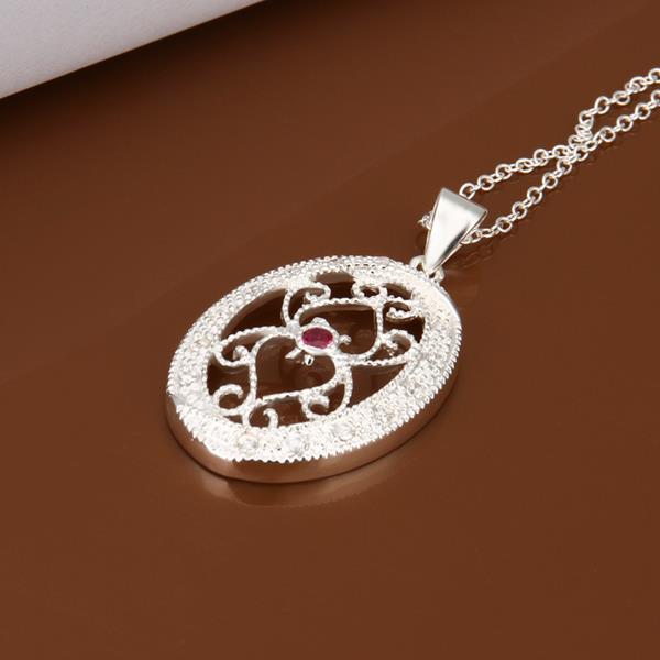Wholesale Classic Silver Round CZ Necklace TGSPN359 4
