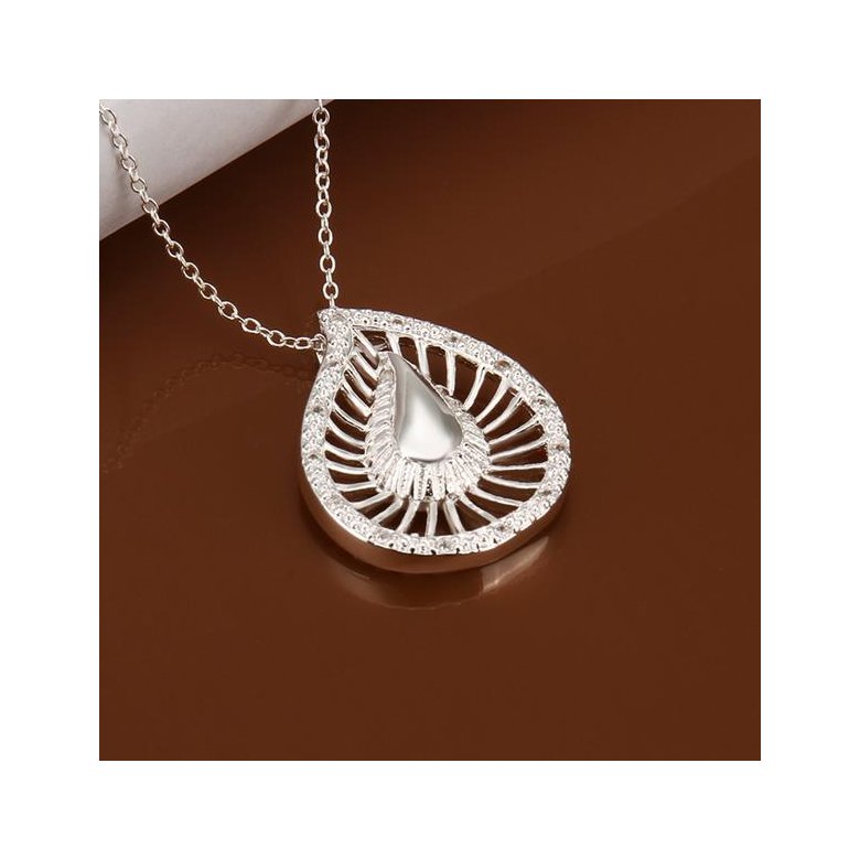Wholesale Romantic Silver Water Drop CZ Necklace TGSPN361 3