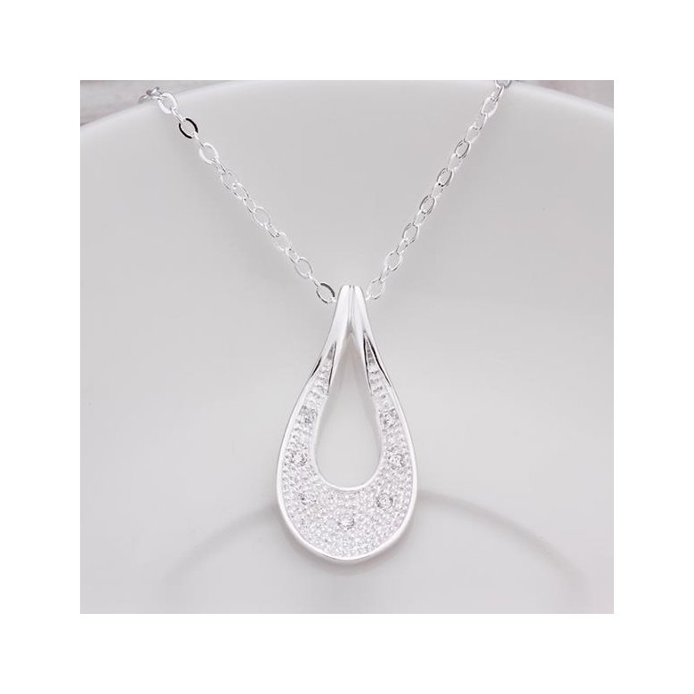 Wholesale Classic Silver Water Drop CZ Necklace TGSPN363 0