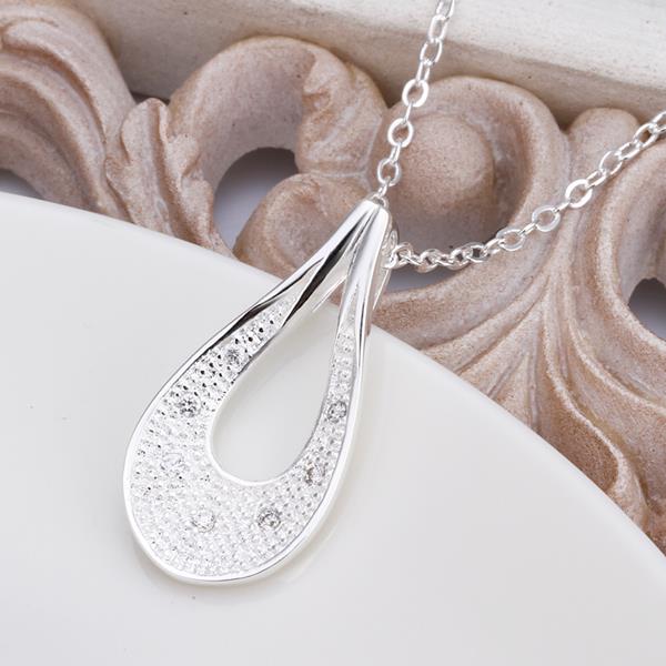 Wholesale Classic Silver Water Drop CZ Necklace TGSPN363 1