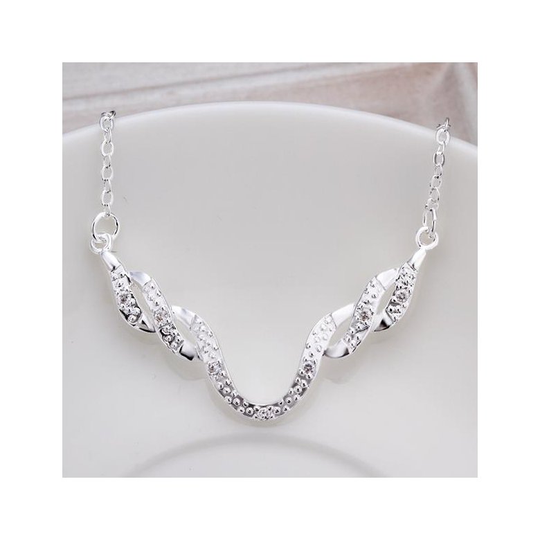 Wholesale Romantic Silver Plant CZ Necklace TGSPN373 0