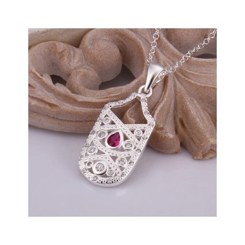 Wholesale Trendy Silver Geometric CZ Necklace TGSPN382 1