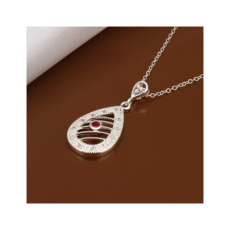 Wholesale Romantic Silver Water Drop Ceramic Necklace TGSPN396 1