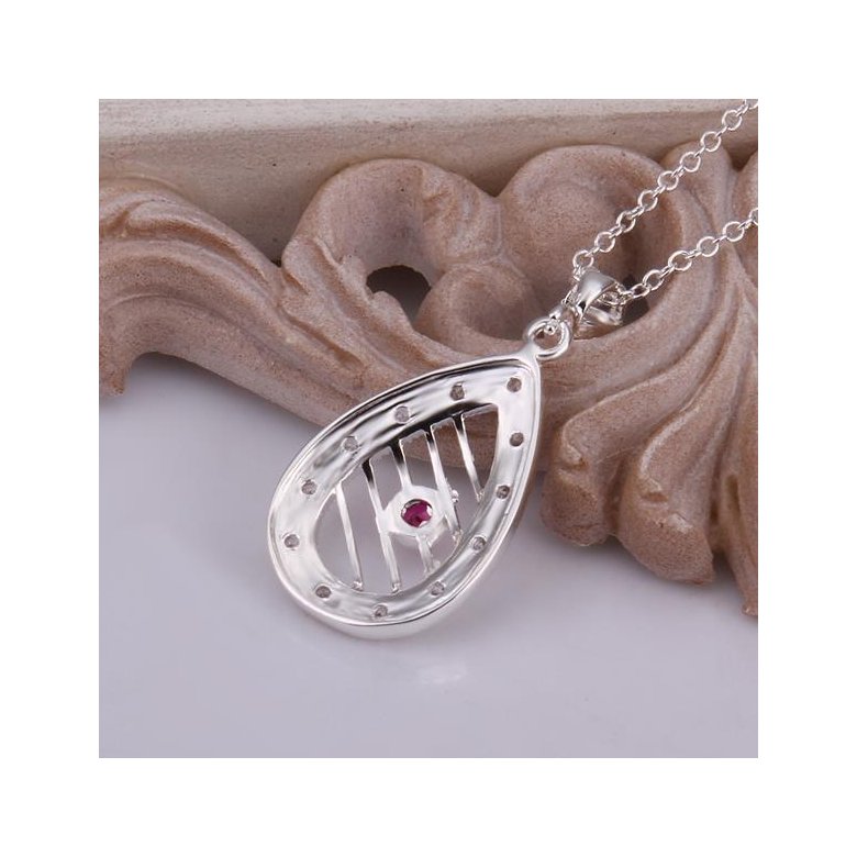 Wholesale Romantic Silver Water Drop Ceramic Necklace TGSPN396 3