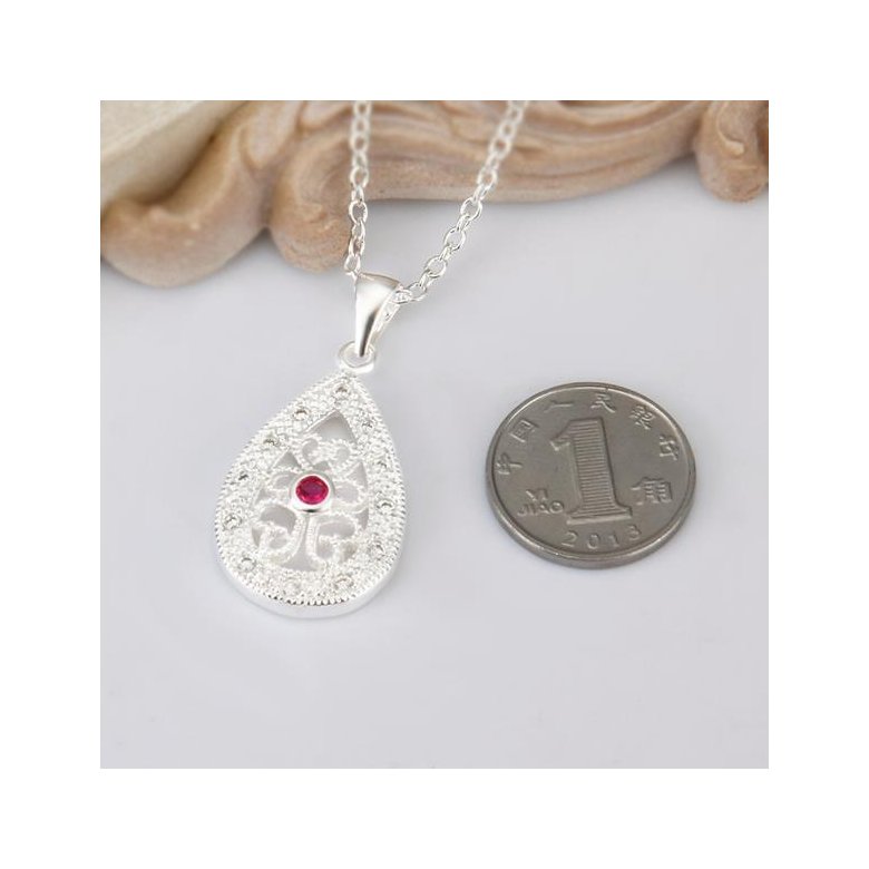 Wholesale Classic Silver Water Drop CZ Necklace TGSPN421 2