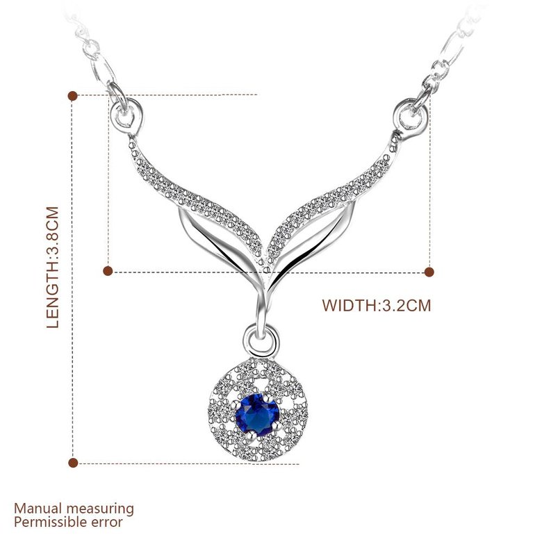 Wholesale Romantic Silver Geometric CZ Necklace TGSPN451 0