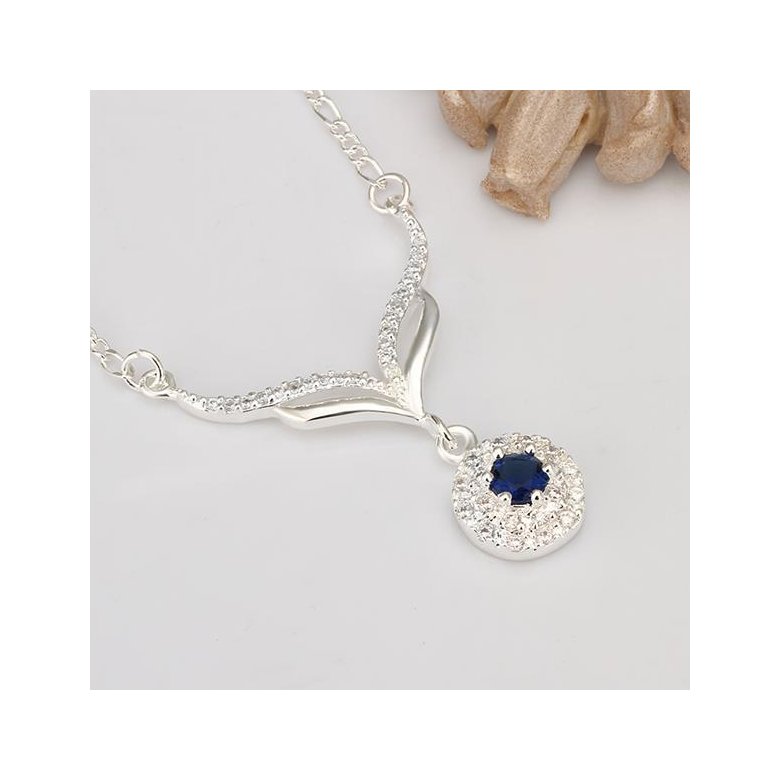 Wholesale Romantic Silver Geometric CZ Necklace TGSPN451 2