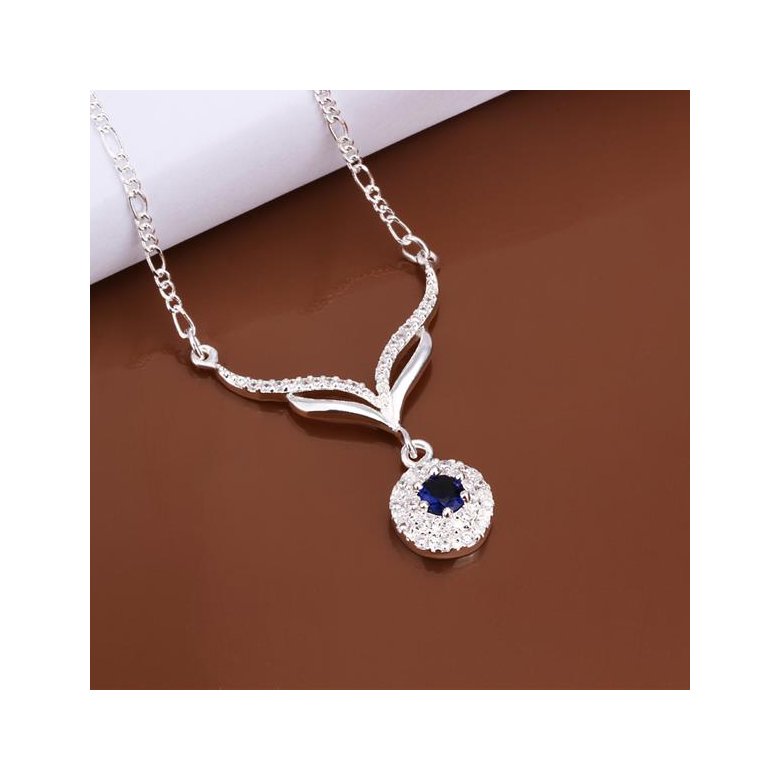 Wholesale Romantic Silver Geometric CZ Necklace TGSPN451 3