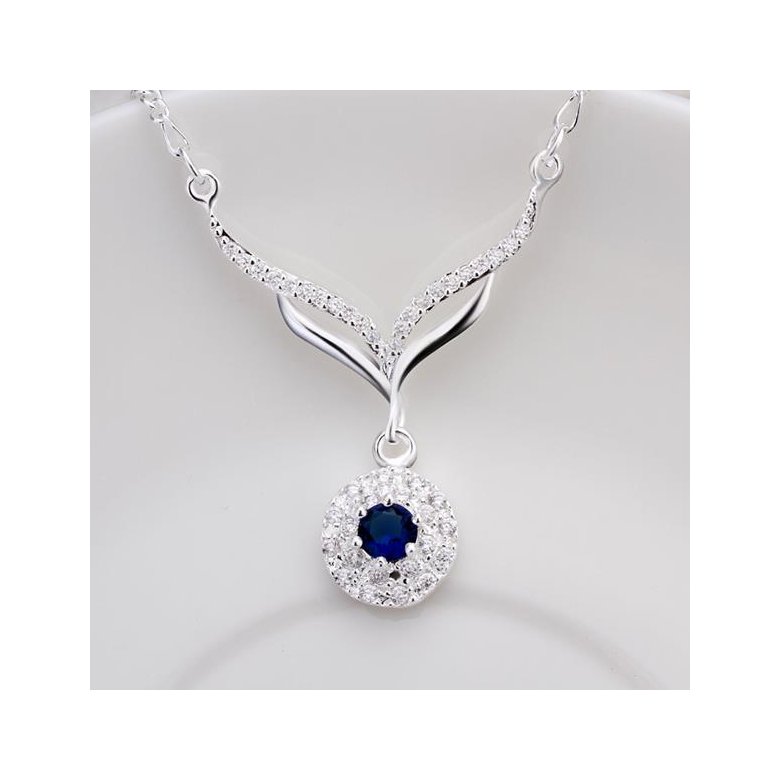 Wholesale Romantic Silver Geometric CZ Necklace TGSPN451 4