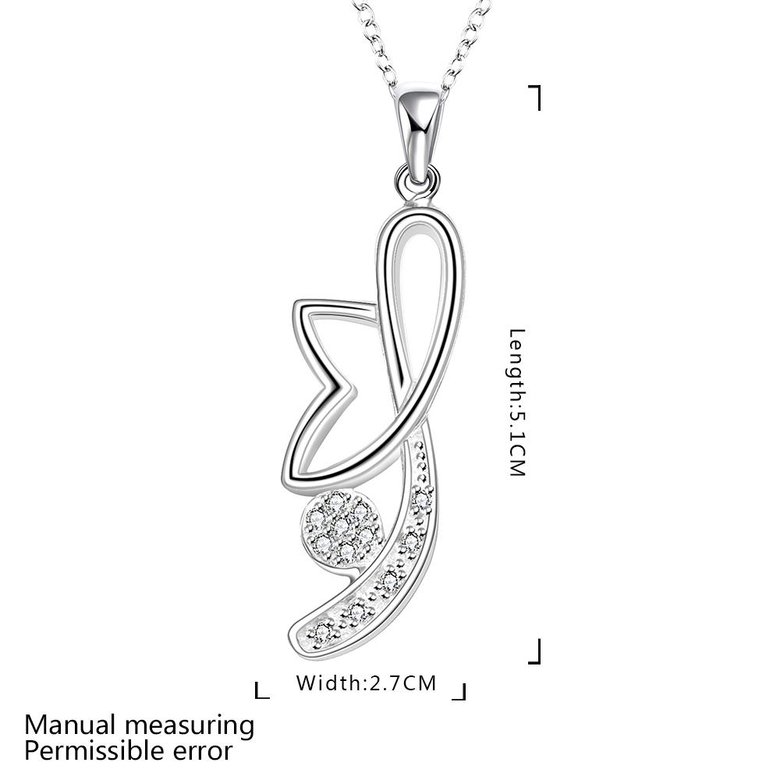 Wholesale Trendy Silver Plant CZ Necklace TGSPN466 0