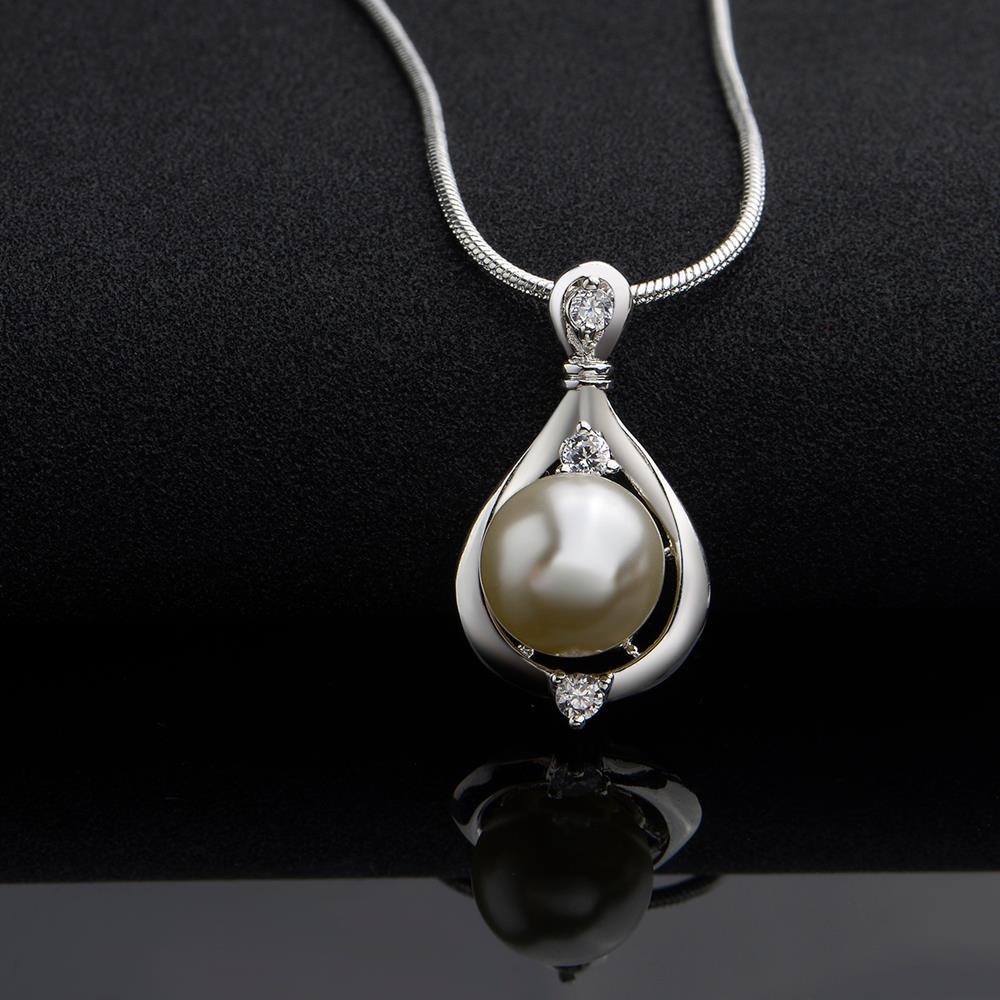 Wholesale Trendy Silver Water Drop Pearl Necklace TGSPN481 1