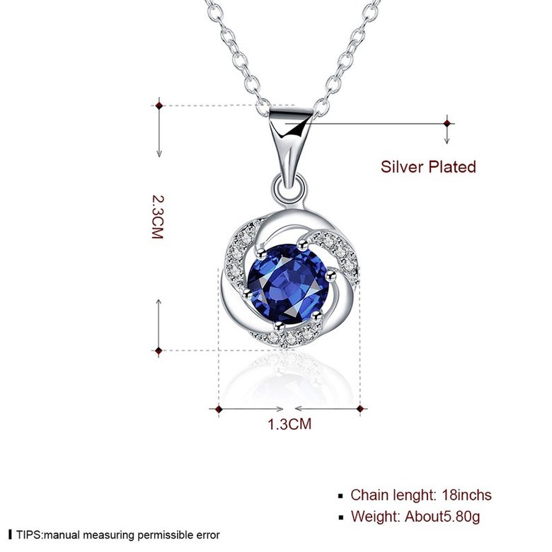 Wholesale Trendy Platinum Geometric CZ Necklace TGSPN511 0