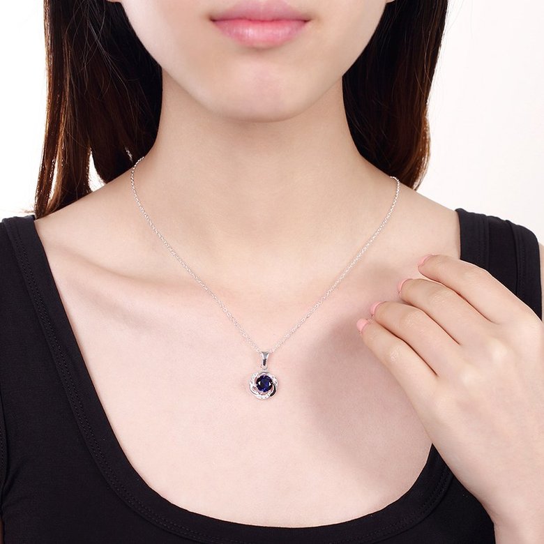 Wholesale Trendy Platinum Geometric CZ Necklace TGSPN511 2