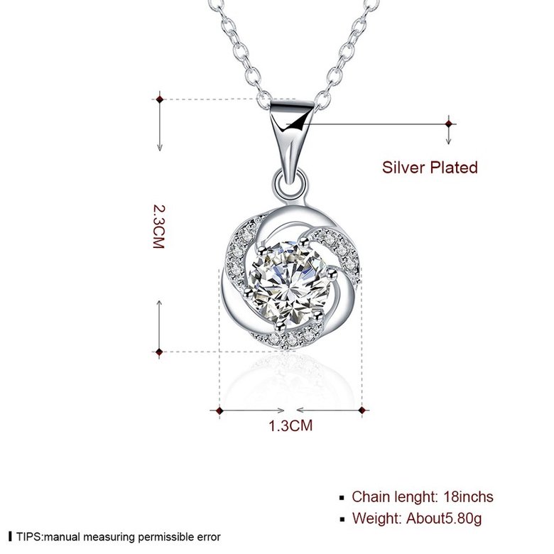 Wholesale Trendy Platinum Geometric CZ Necklace TGSPN511 3