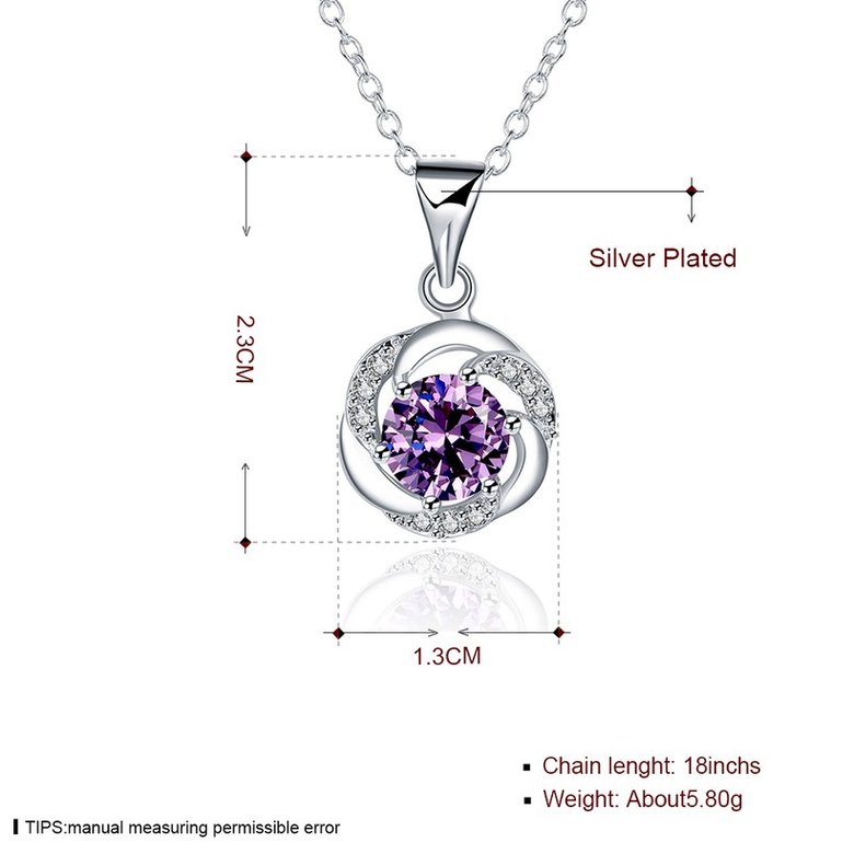 Wholesale Trendy Platinum Geometric CZ Necklace TGSPN511 4