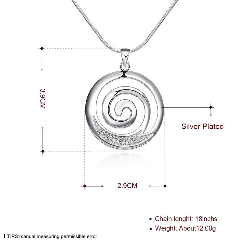 Wholesale Romantic Silver Round CZ Necklace TGSPN570 1