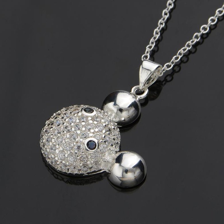 Wholesale Romantic Silver Ball CZ Necklace TGSPN574 2