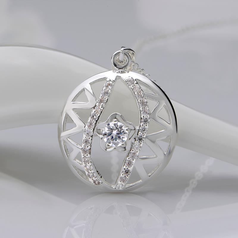 Wholesale Romantic Silver Ball CZ Necklace TGSPN585 0