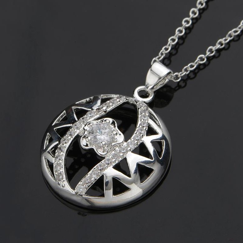 Wholesale Romantic Silver Ball CZ Necklace TGSPN585 1