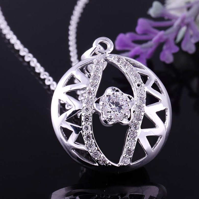 Wholesale Romantic Silver Ball CZ Necklace TGSPN585 2