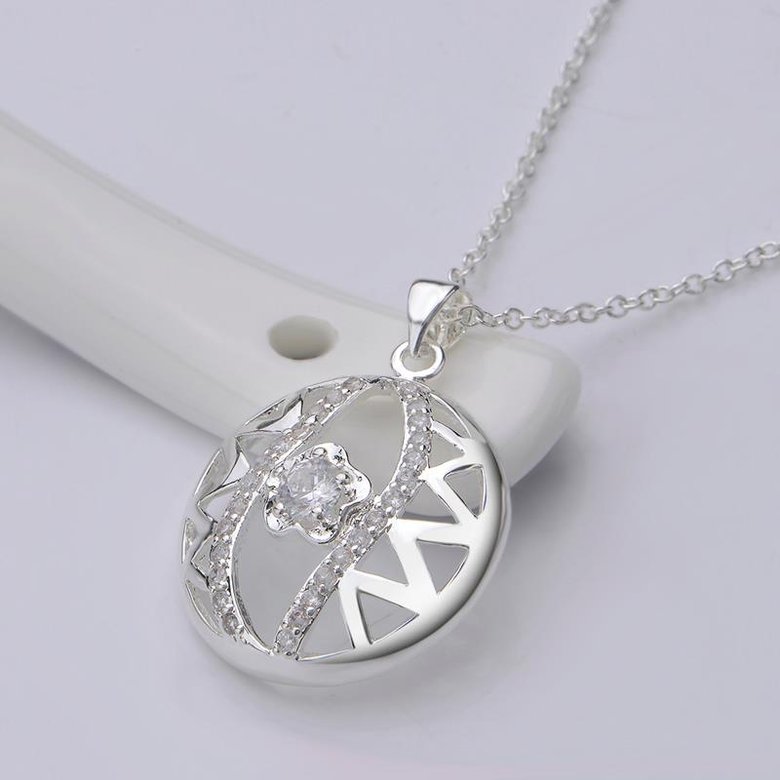 Wholesale Romantic Silver Ball CZ Necklace TGSPN585 3