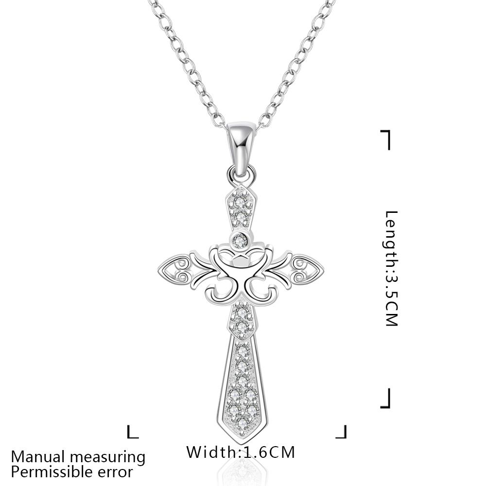 Wholesale Trendy Silver Cross CZ Necklace TGSPN616 0