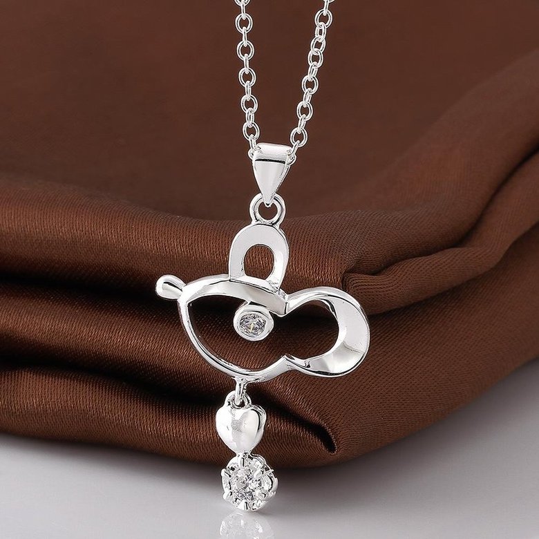 Wholesale Trendy Silver Geometric CZ Necklace TGSPN634 0