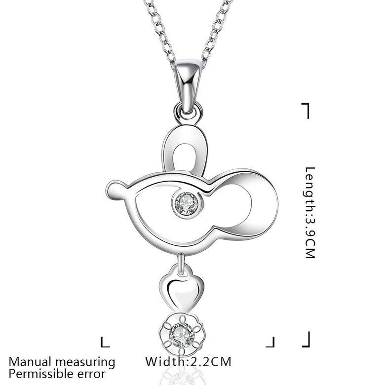 Wholesale Trendy Silver Geometric CZ Necklace TGSPN634 2