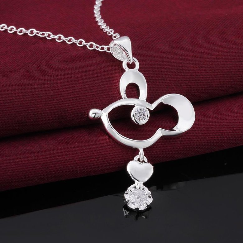 Wholesale Trendy Silver Geometric CZ Necklace TGSPN634 3