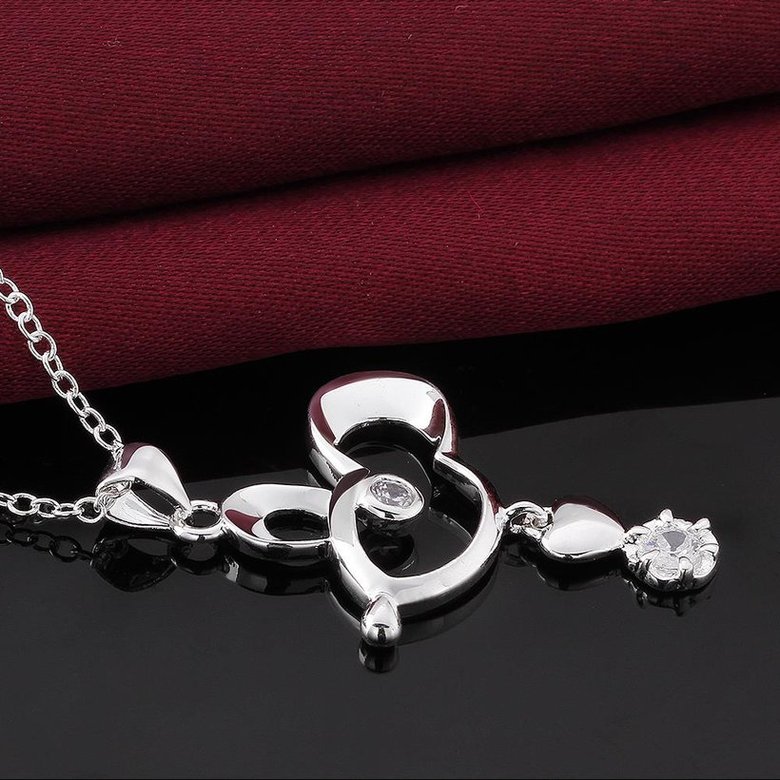 Wholesale Trendy Silver Geometric CZ Necklace TGSPN634 4