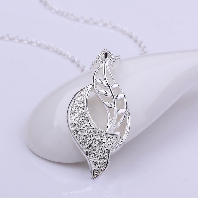 Wholesale Trendy Silver Plant CZ Necklace TGSPN642 1