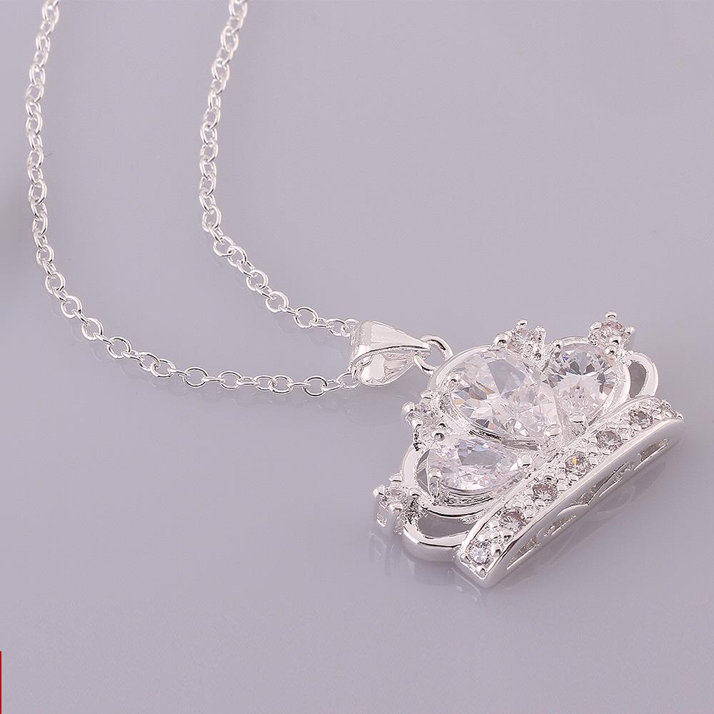 Wholesale Classic Silver Water Drop CZ Necklace TGSPN653 0