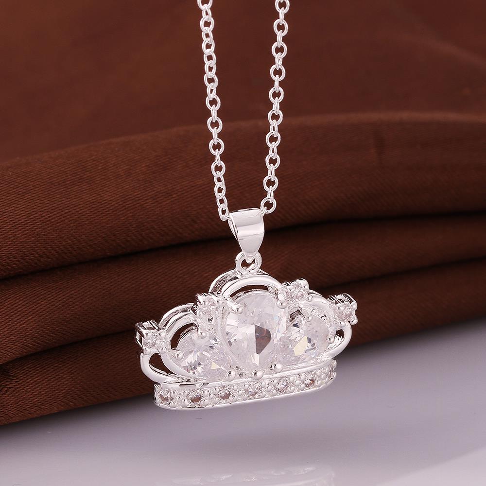 Wholesale Classic Silver Water Drop CZ Necklace TGSPN653 1