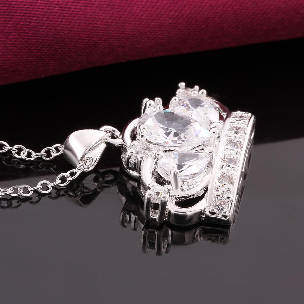 Wholesale Classic Silver Water Drop CZ Necklace TGSPN653 3