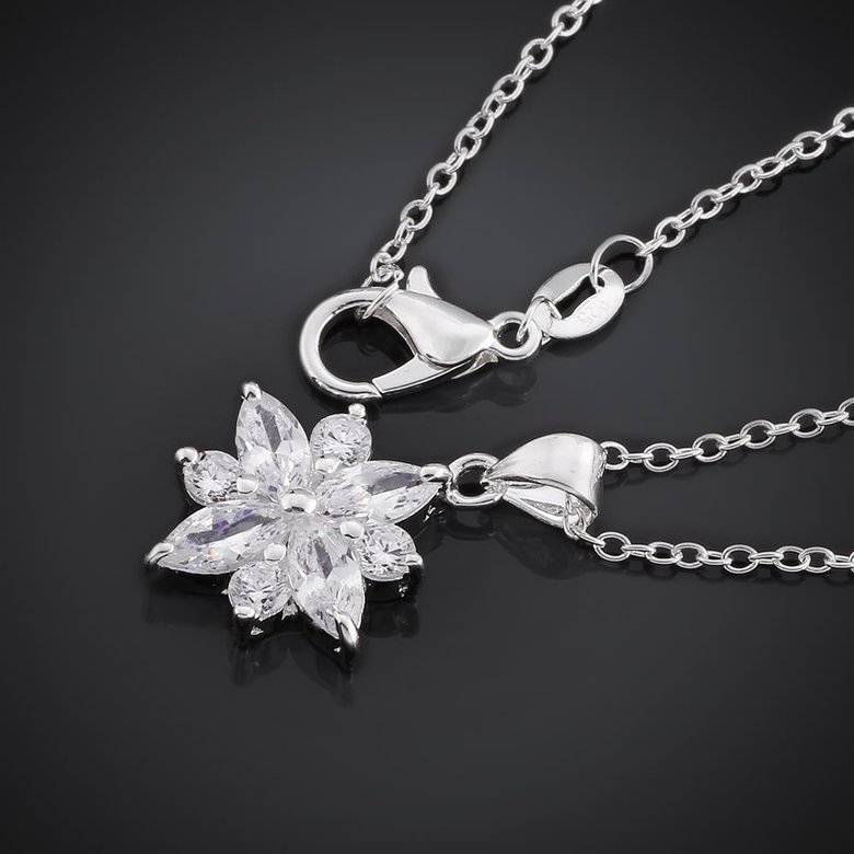 Wholesale Romantic Silver Plant CZ Necklace TGSPN659 0