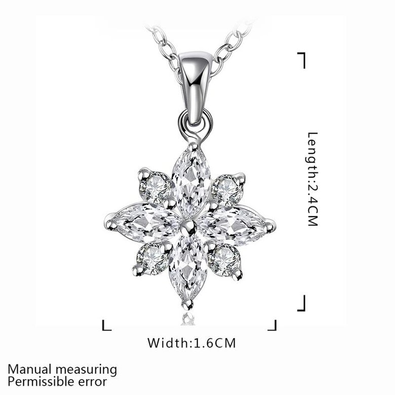 Wholesale Romantic Silver Plant CZ Necklace TGSPN659 1