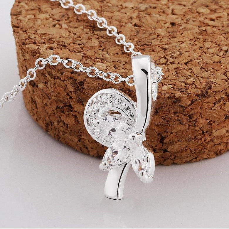 Wholesale Trendy Silver Plant CZ Necklace TGSPN664 0