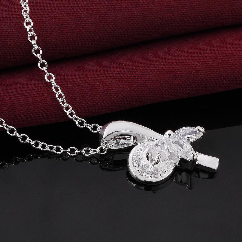 Wholesale Trendy Silver Plant CZ Necklace TGSPN664 3