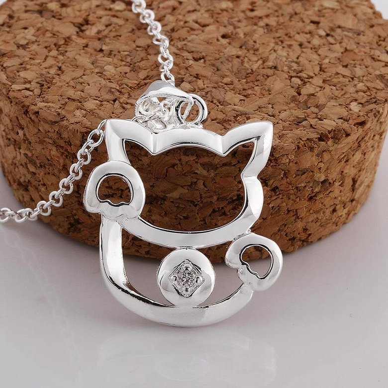 Wholesale Trendy Silver Animal White CZ Necklace TGSPN681 0