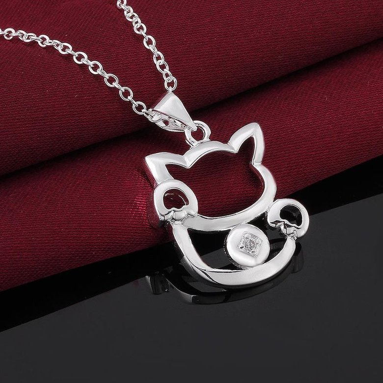 Wholesale Trendy Silver Animal White CZ Necklace TGSPN681 2