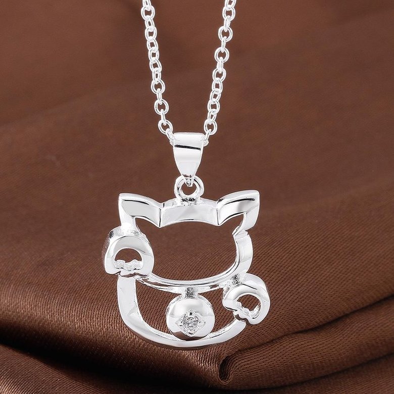 Wholesale Trendy Silver Animal White CZ Necklace TGSPN681 4