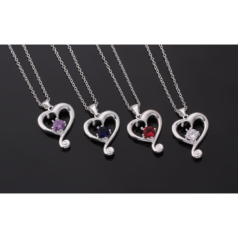 Wholesale Romantic Silver Heart CZ Necklace TGSPN686 0