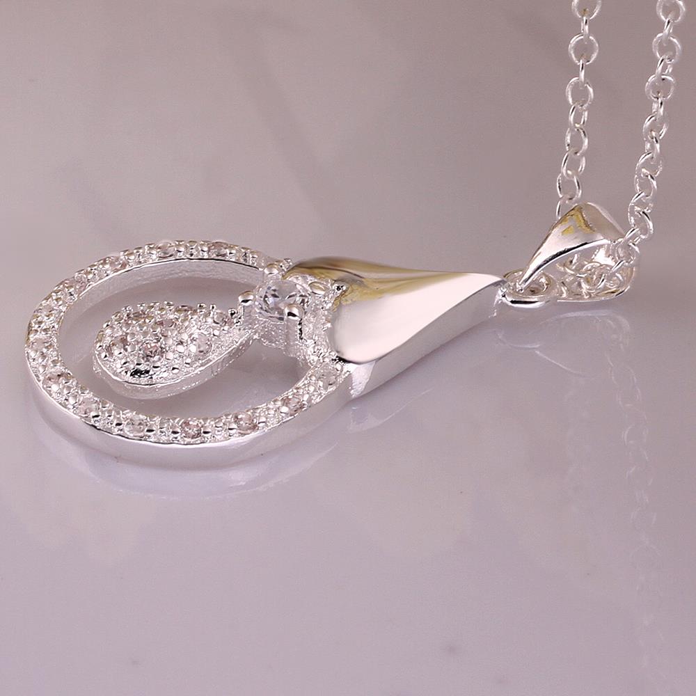 Wholesale Romantic Silver Water Drop CZ Necklace TGSPN714 3