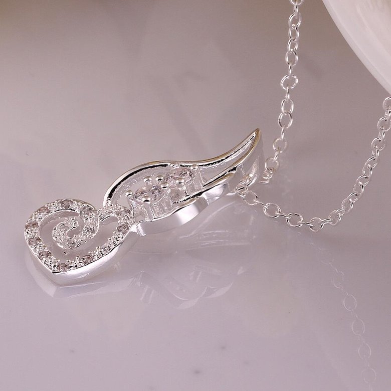 Wholesale Romantic Silver Heart CZ Necklace TGSPN725 2