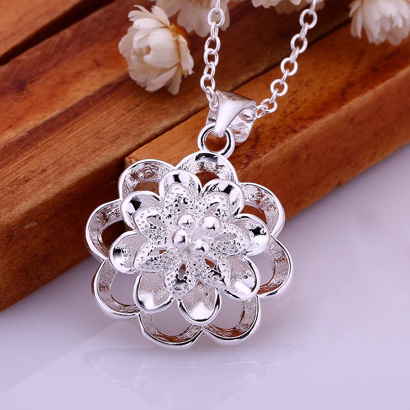Wholesale Trendy Silver Plant Crystal Necklace TGSPN728 2